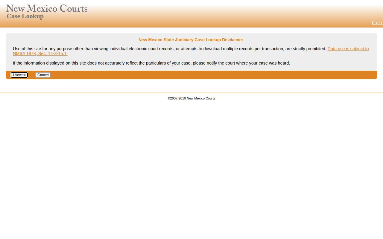 New Mexico Courts Case Lookup for Catron County disposition records