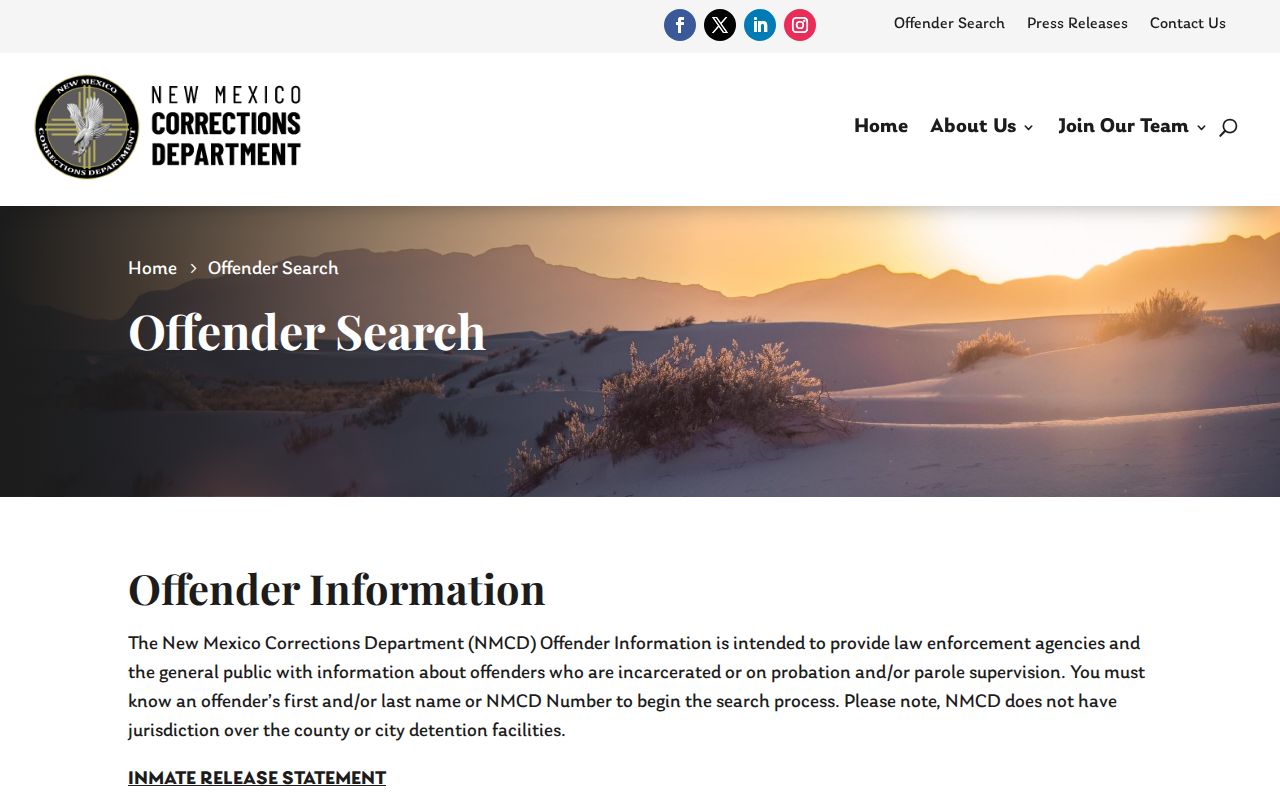New Mexico Corrections Department search for Catron County state-custody records
