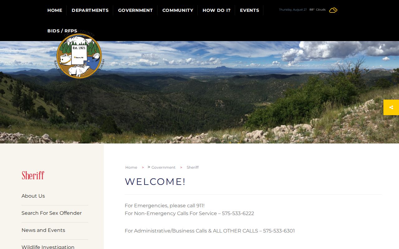 Catron County Sheriff’s Office official booking-record source